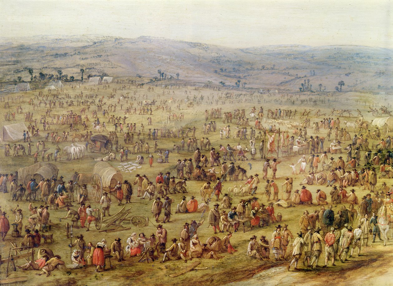 Vojenský tábor (olej na mědi) (detail 341904) od Robert van den Hoecke
