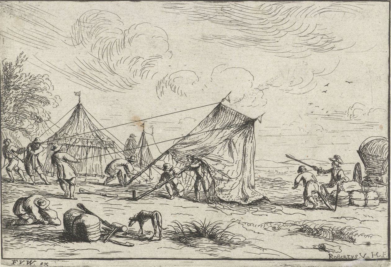 Stavění stanu Různé tábory (název série) od Robert van den Hoecke