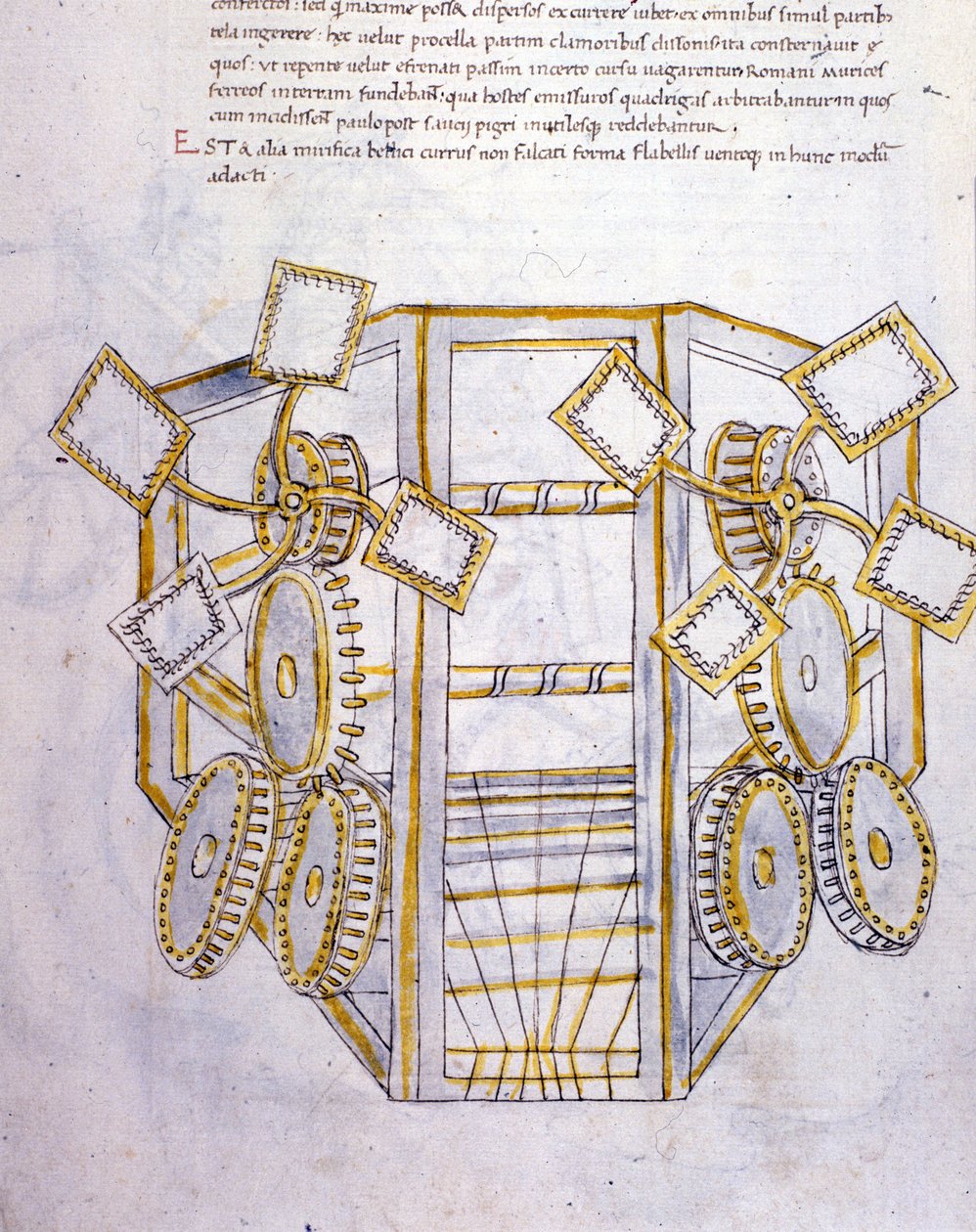 Umění války: studie vojenských strojů, ilustrace z „De re Militari“ od inženýra Roberta Valturia (1405-1483?) od Roberto Valturio