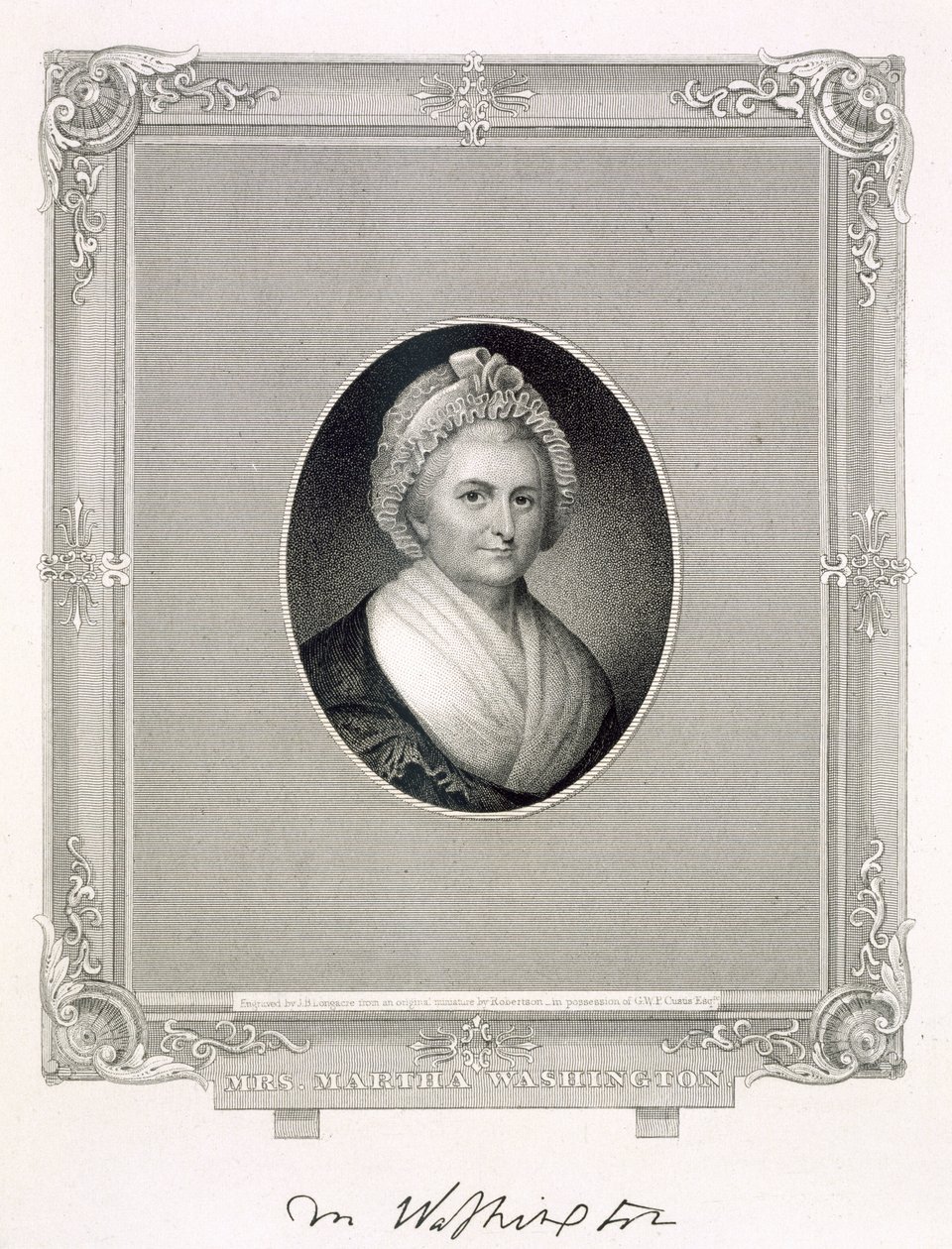 Martha Washingtonová, vyryl James Barton Longacre (1794-1869) od Robertson