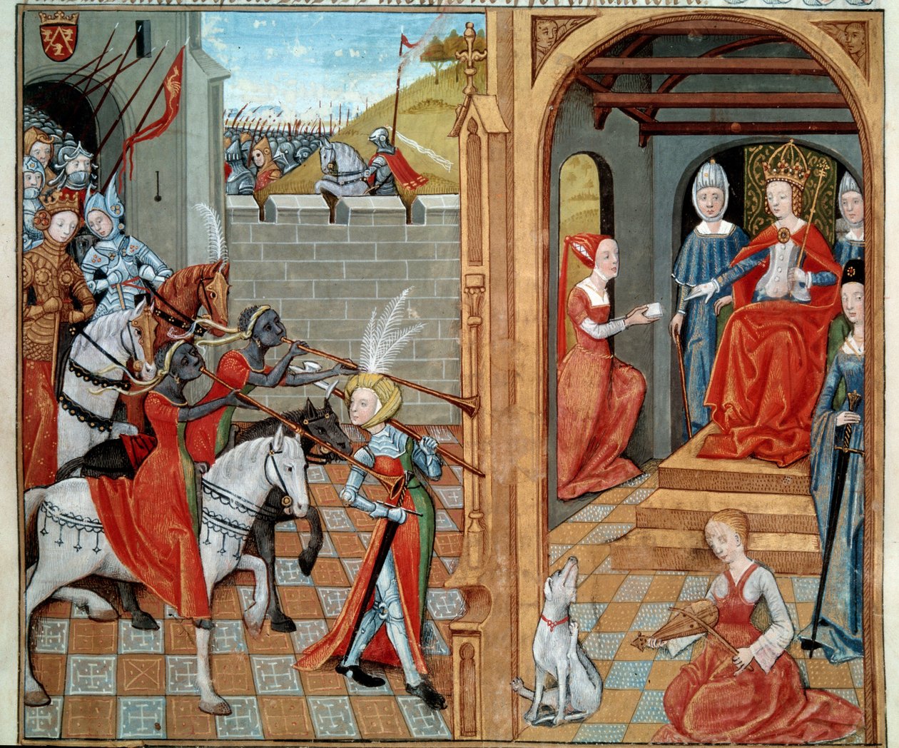 Amazonky mají Dvůr královny pravděpodobně Louise Savojské (1467-1531) Miniatura z rukopisu fr. 22971 “” Secret de l