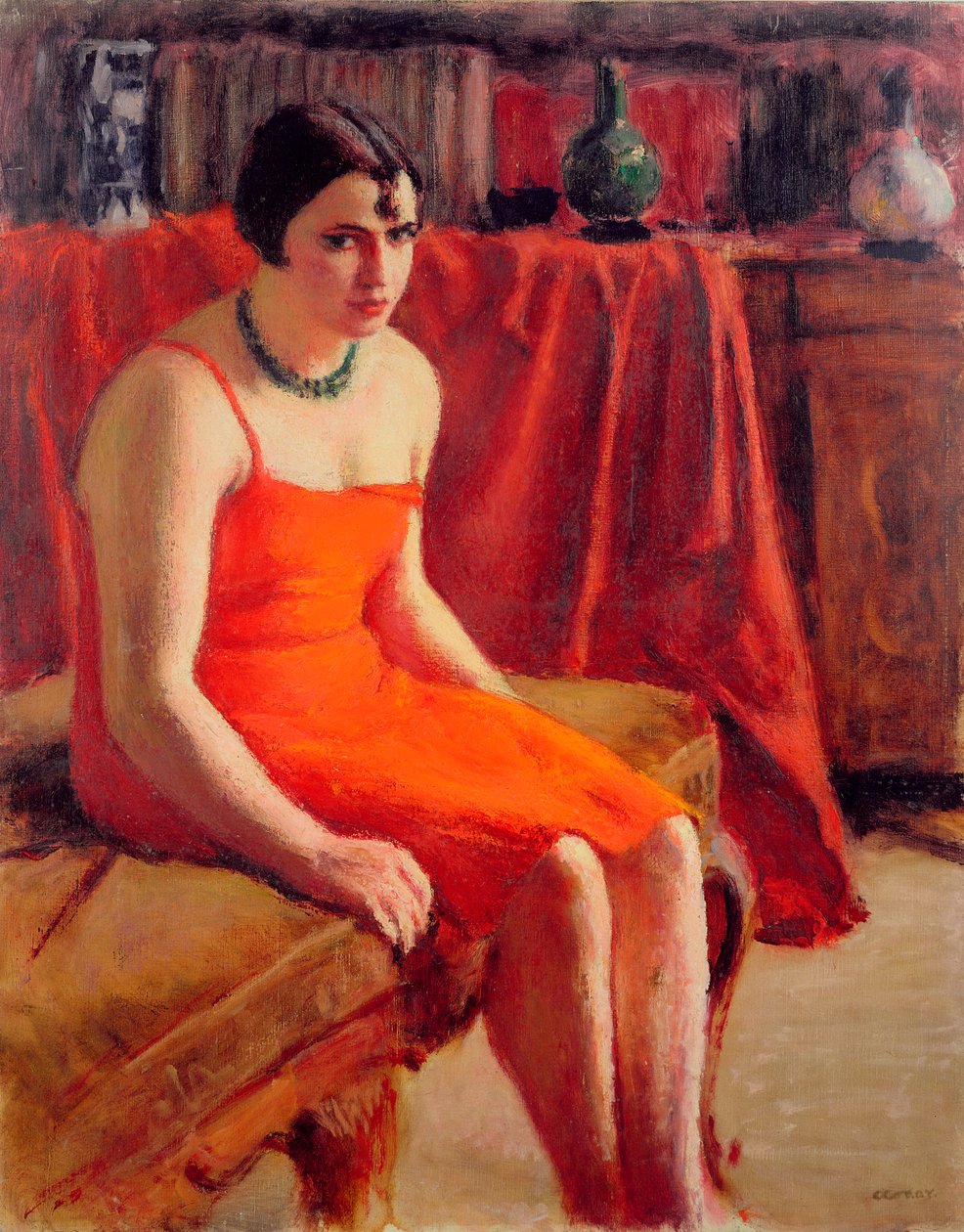 Sedící žena v červených šatech, 1929 od Roderic O Conor