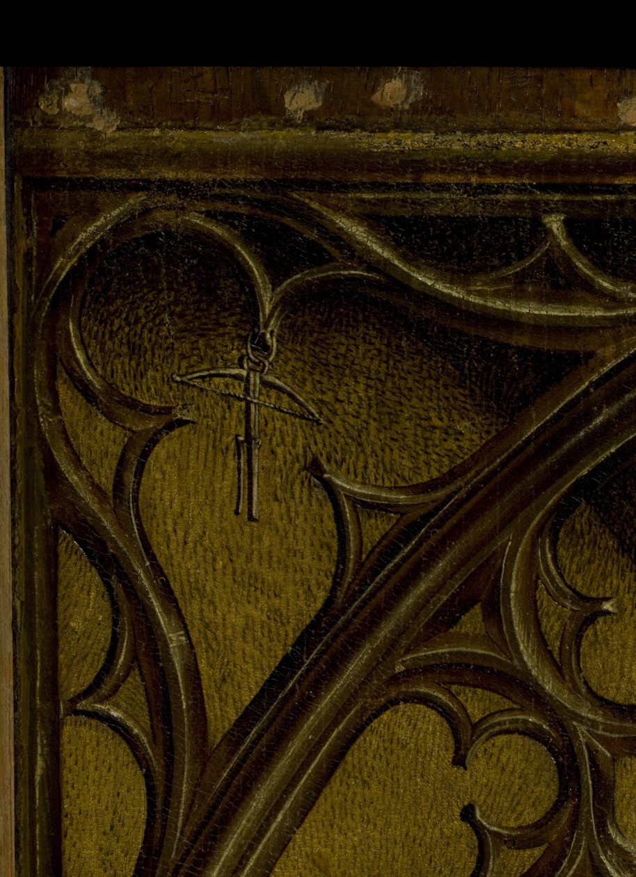 Detail síťoviny na čelence obrazu Sestoupení z kříže od od Rodgier van der Weyden