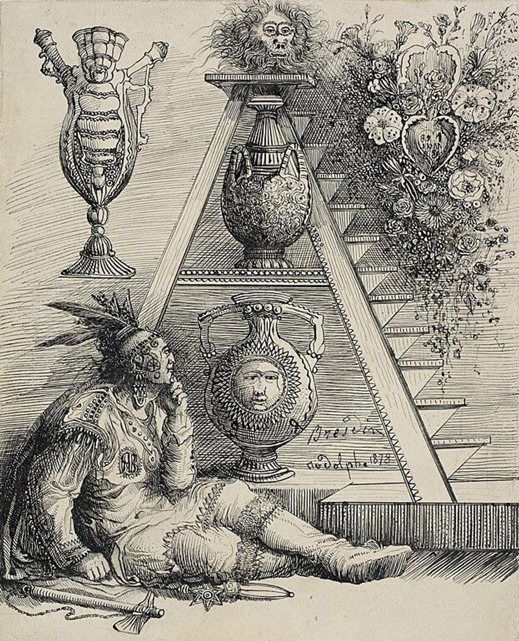 Severoamerický indián (Studie pro historizující A v "Les chefs-d