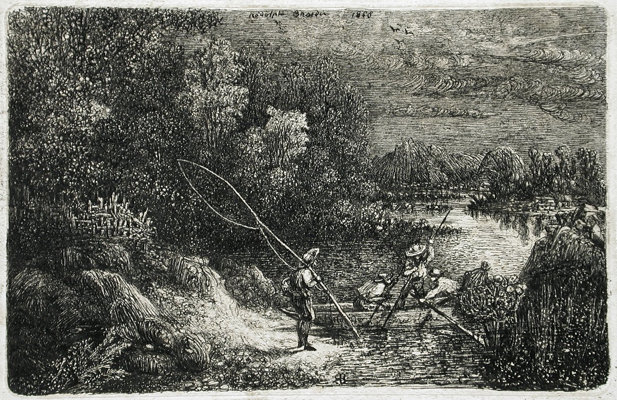 Rybář ve fantastické krajině od Rodolphe Bresdin