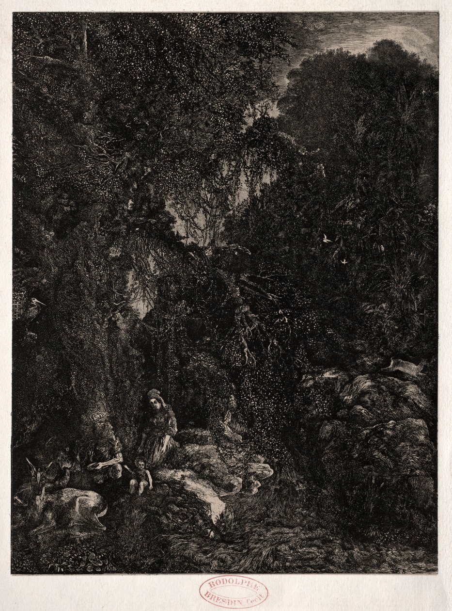 Svatá rodina s jeleny, 1871. od Rodolphe Bresdin