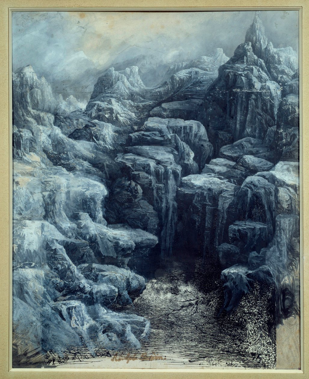 Les rocks Gray wash and white kvaš Rodolphe Bresdin (1822-1885) 1884 Sun. 0,49x0,39 m Paříž, muzeum Orsay od Rodolphe Bresdin