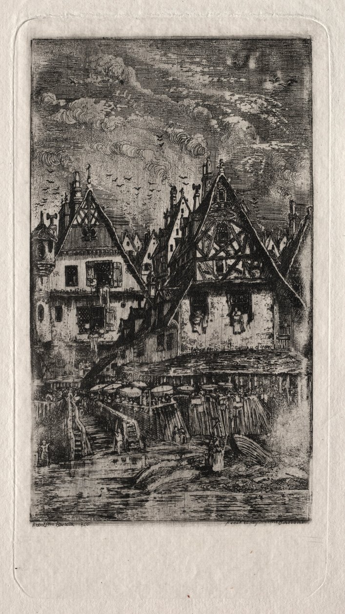Tržiště se slunečníky, 1866. od Rodolphe Bresdin