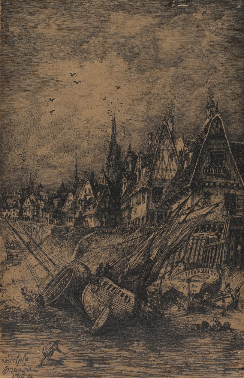 Vyplavené lodě, 1864 od Rodolphe Bresdin