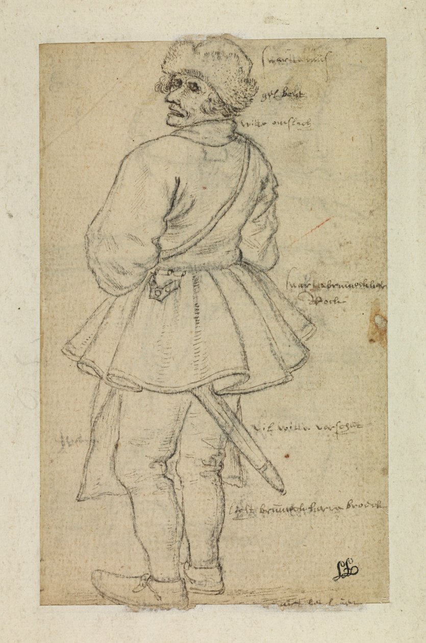 Muž viděný zezadu (verso) od Roelandt Jacobsz and Bruegel Pieter the Elder Savery