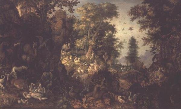 Adam a Eva v zahradě Eden od Roelandt Jacobsz. Savery