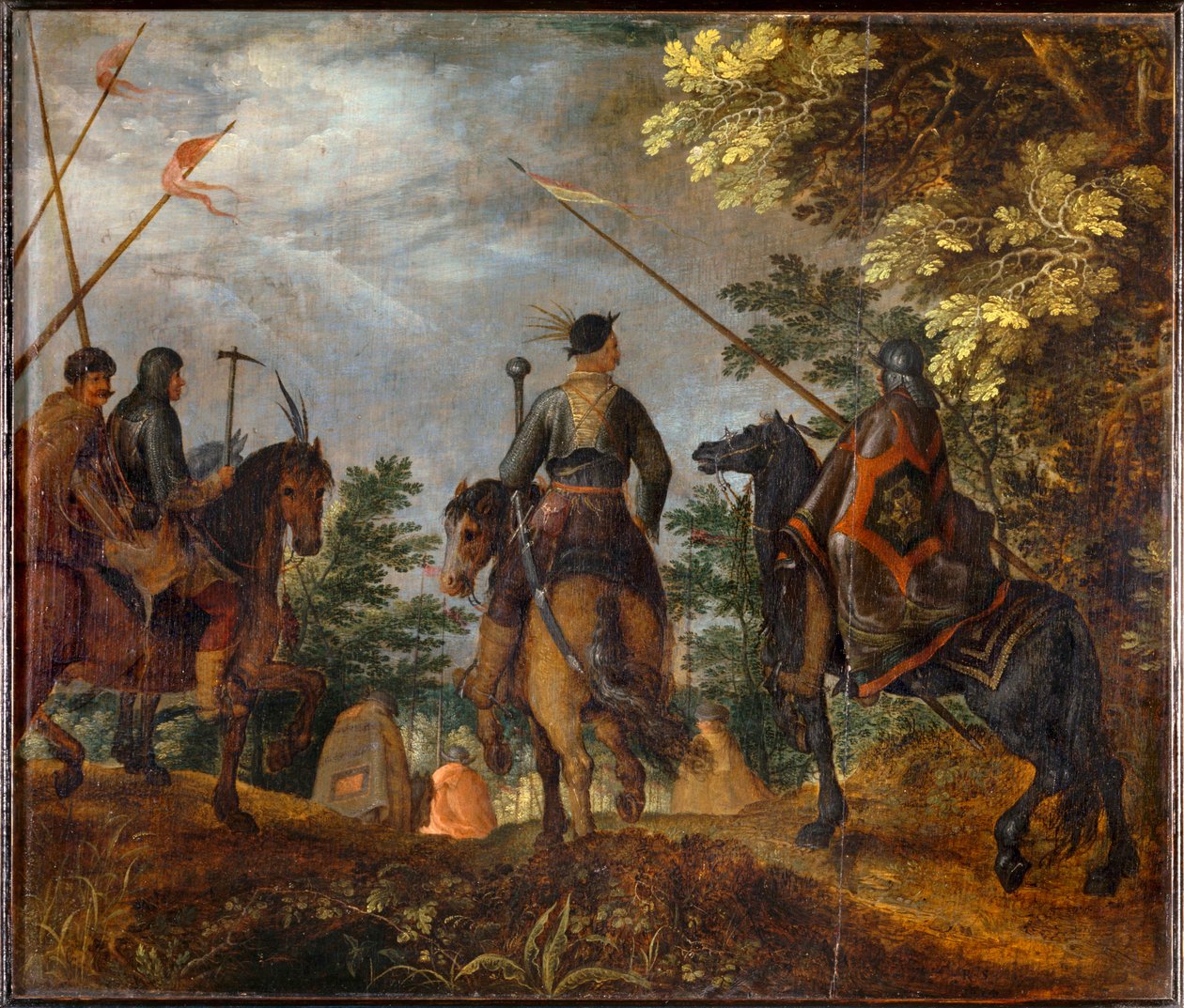 Polští jezdci projíždějí lesem... od Roelandt Jacobsz. Savery