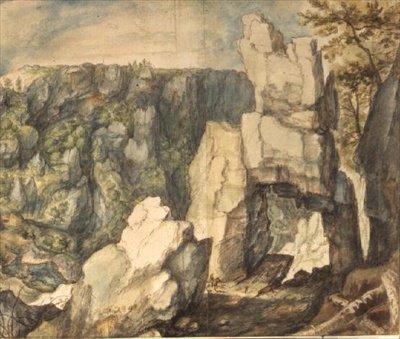 Horská krajina (pero a hnědý inkoust, akvarel) od Roelandt Jacobsz. Savery