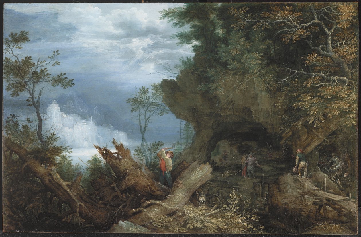 Horská krajina s vchodem do dolu, kolem 1612-13 (olej na bukovém panelu) od Roelandt Jacobsz. Savery