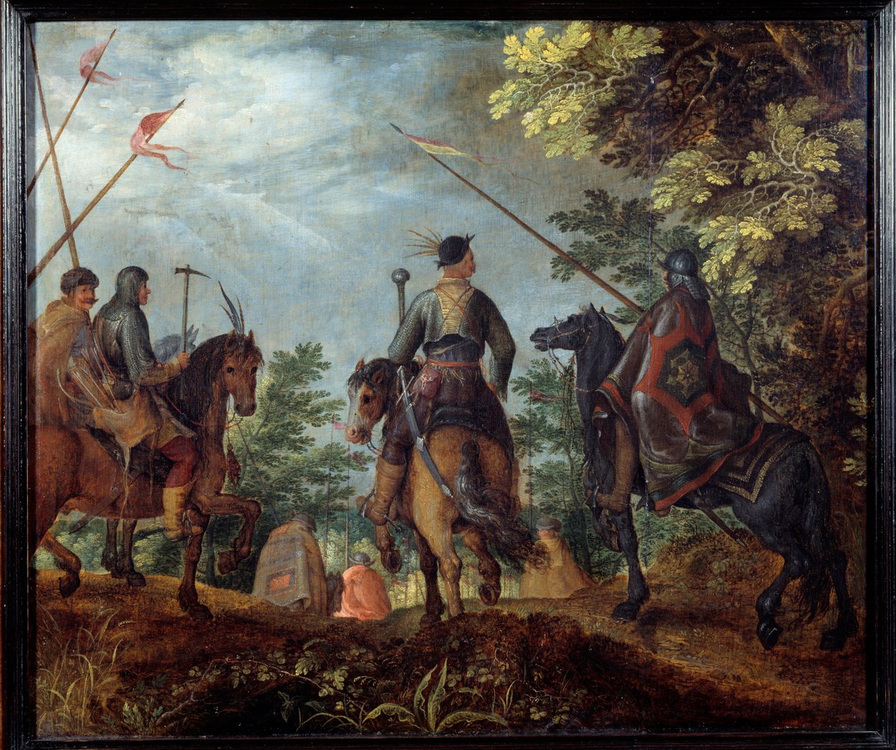 Polští jezdci chodí v lese. Obraz od Roelanta (Roelandta) Saveryho (1576-1639) od Roelandt Jacobsz. Savery