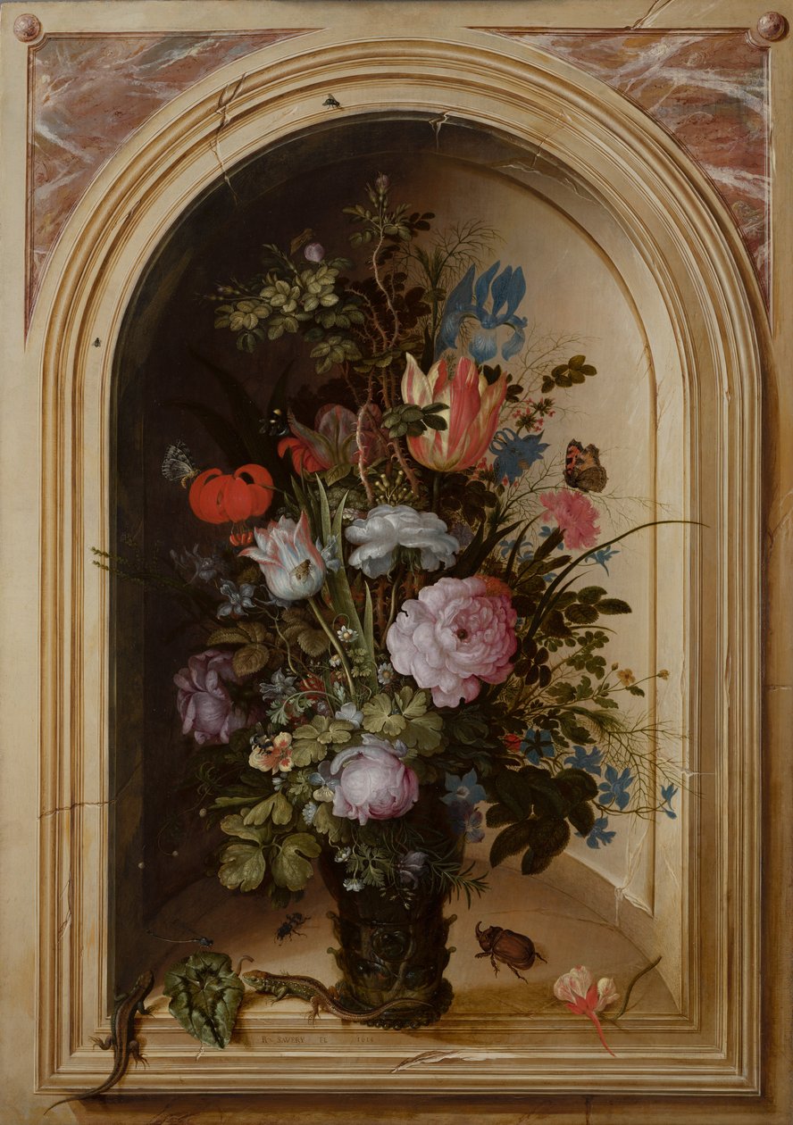 Váza s květinami v kamenném výklenku, 1615 od Roelandt Jacobsz. Savery