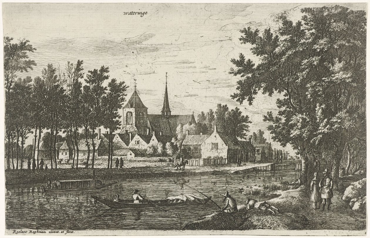Pohled na Wateringen Wateringe (název na objektu) Vesnické scény v severním Nizozemsku (název série) od Roelant Roghman