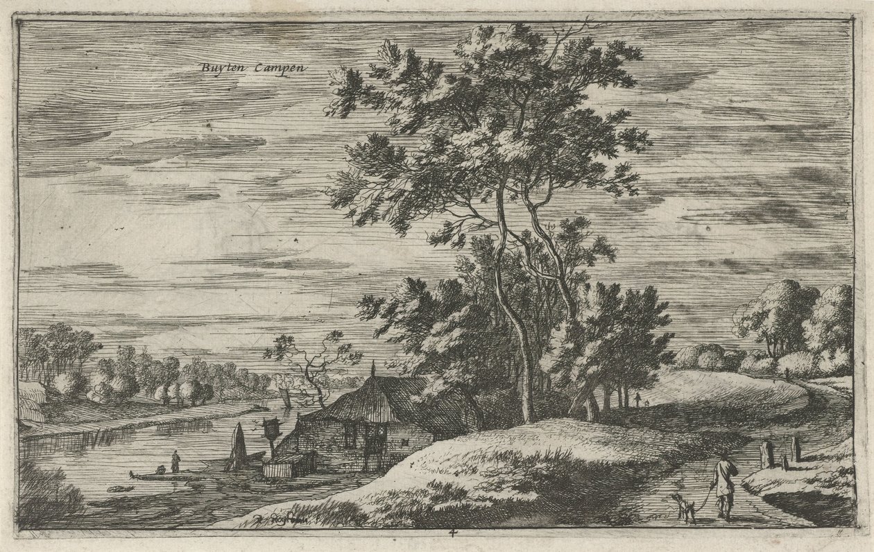Pohled na IJssel poblíž Kampen Buyten Campen (název na objektu) Krajiny v severním Nizozemsku (Roelant Roghman) (název série) od Roelant Roghman