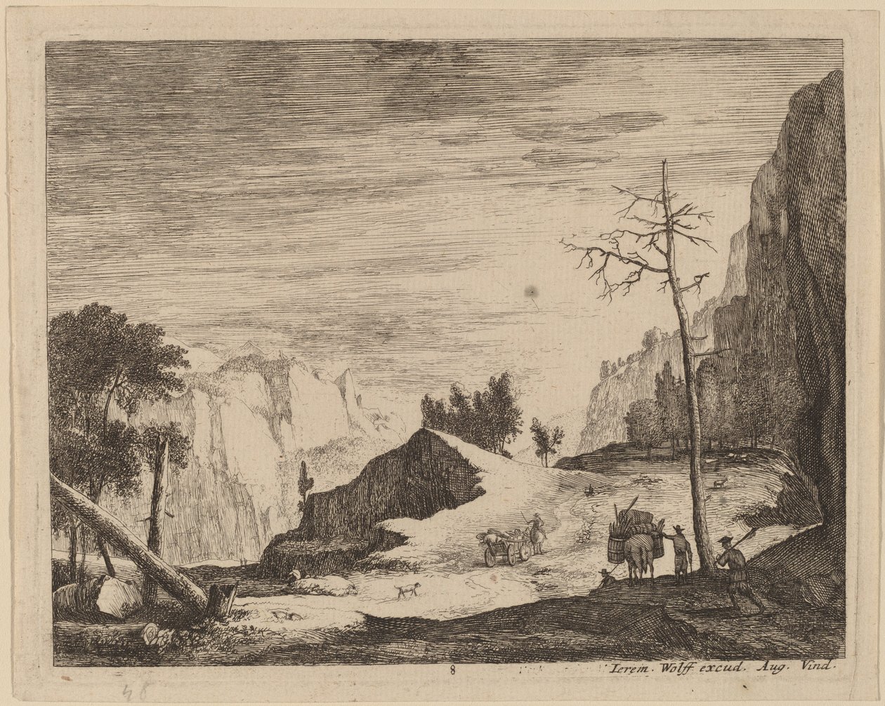 Horská krajina s vozíkem: pl.8 od Roelant Roghman and Melchior Küsel