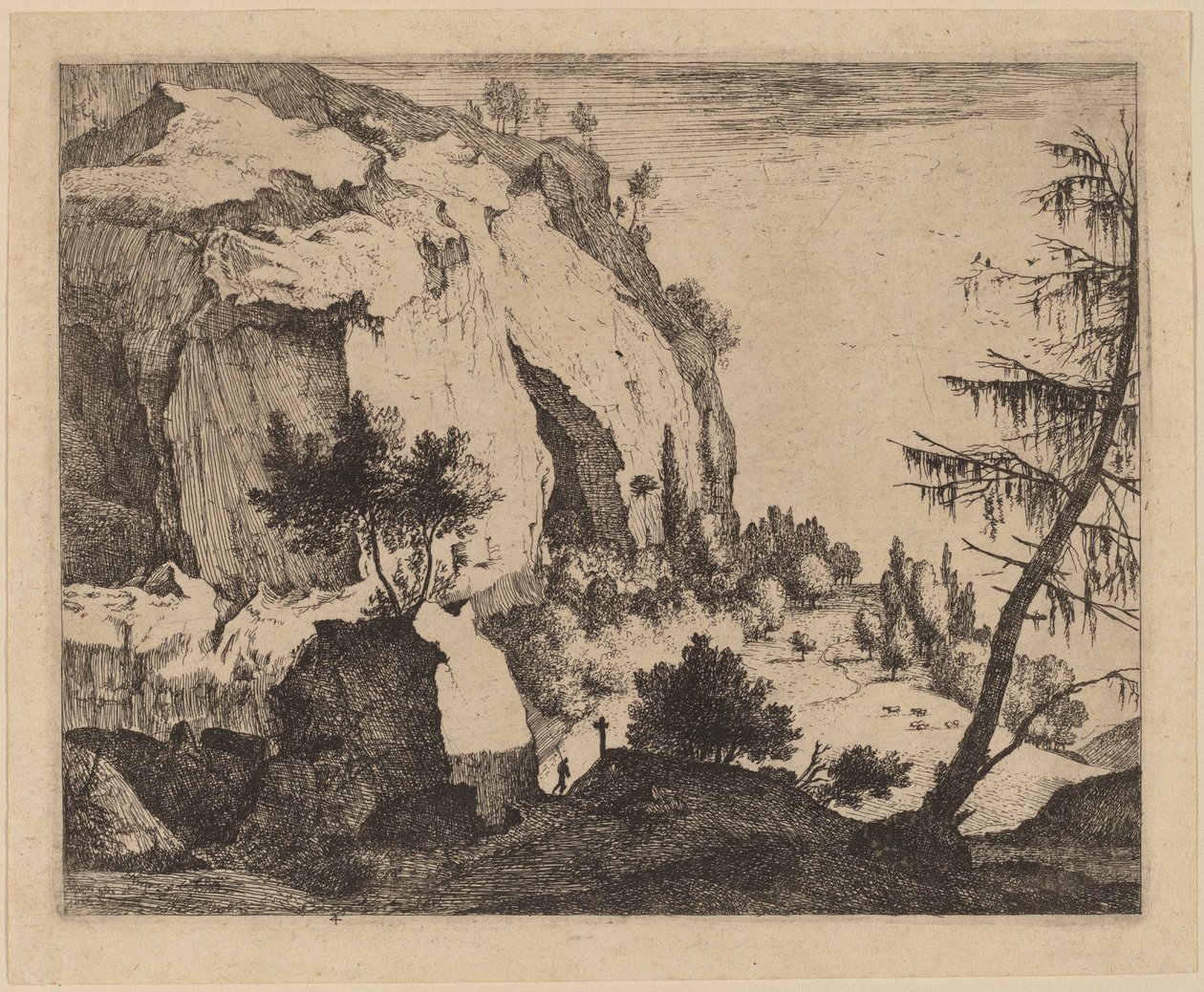 Skalnatá krajina s jedle: pl.4 od Roelant Roghman and Melchior Küsel