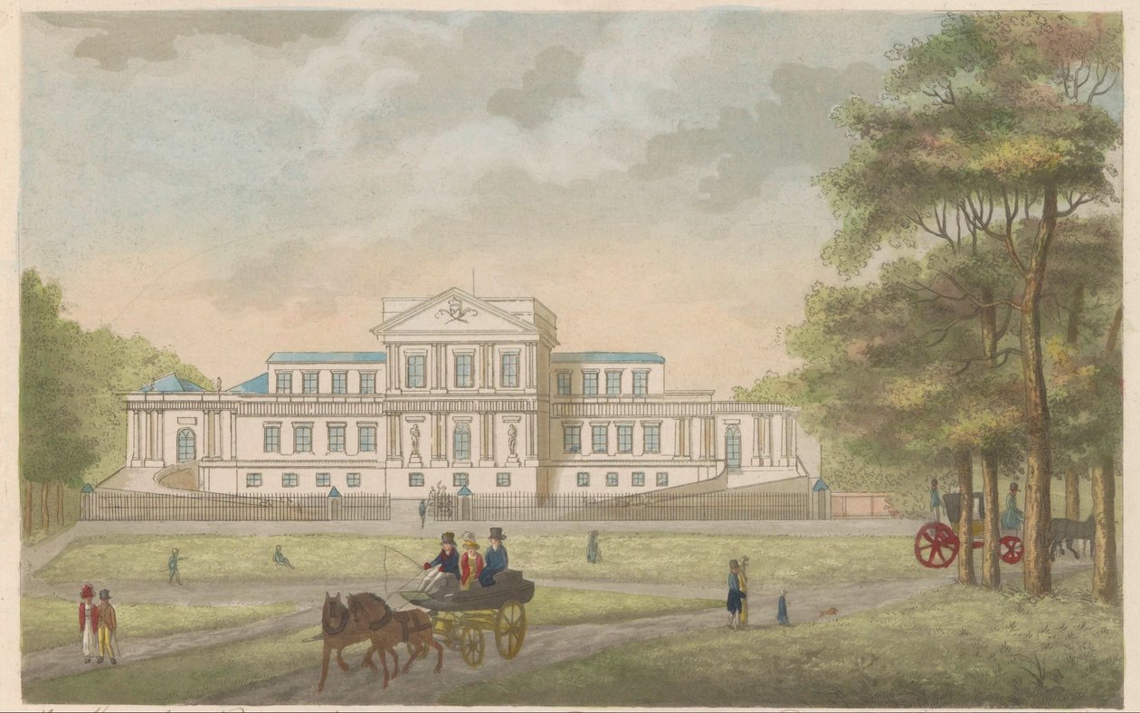 Pavilon Welgelegen v Haarlemu, asi 1825 Královský pavilon Welgeleegen, postavený den Heere Hope - v den Jaare 1786, poblíž Haarlemu / Le Pavillon Royale Welgeleegen - bati par le Sieur Hope - l