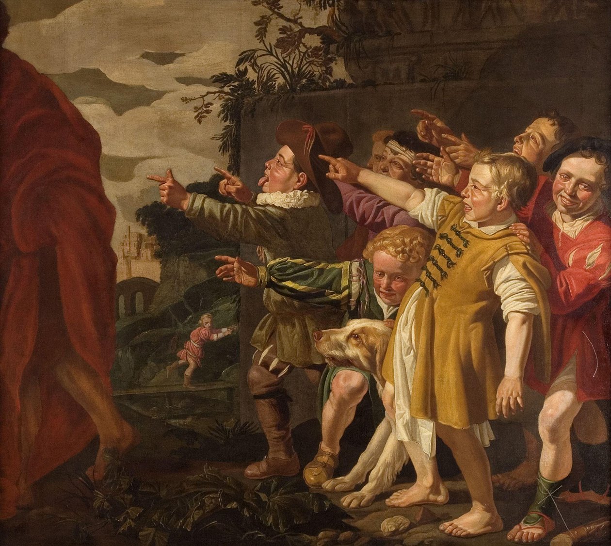 Elizeus zesměšňovaný malými dětmi (II. králi 2:24–25) od Roeloff van Zijl (attributed to)