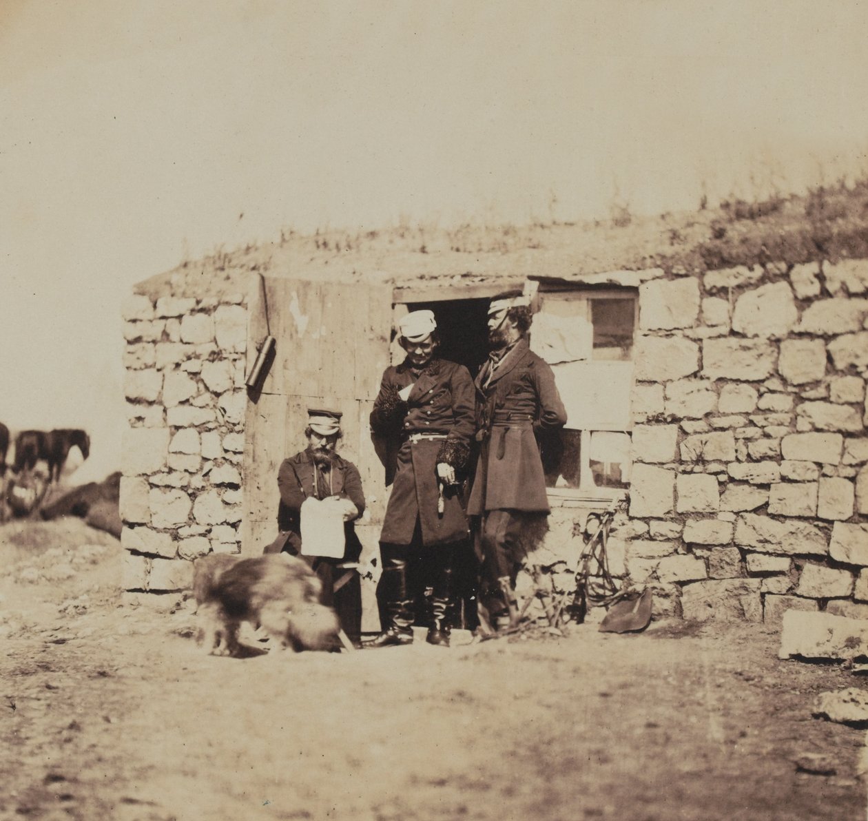 Důstojníci ve štábu generálporučíka Sira Richarda Englanda, z alba 52 fotografií spojených s krymskou válkou, 1855 od Roger Fenton