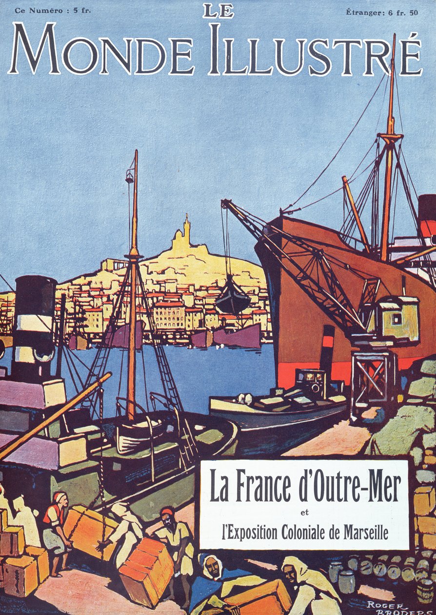 Obálka zvláštního vydání časopisu "Le Monde Illustre" o Mezinárodní zámořské výstavě v Marseille v roce 1922 (barevná litografie) od Roger Broders