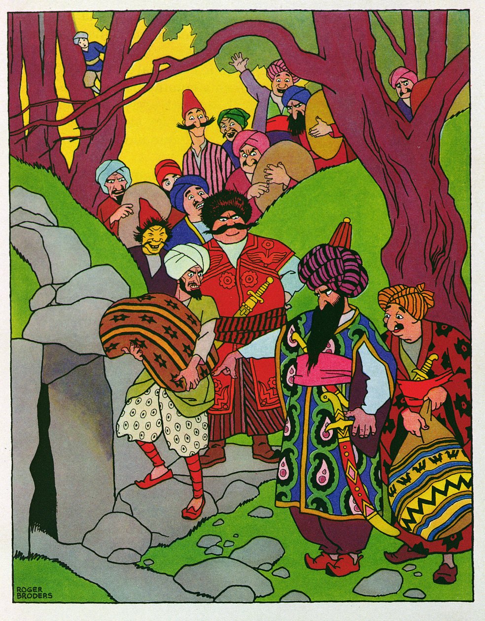 Otevřený sezam, ilustrace k filmu "Ali Baba a čtyřicet loupežníků" z "Arabských nocí od Roger Broders