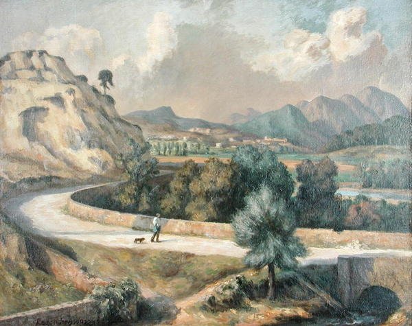 Italská krajina, cca 1922-1925 (olej na plátně) od Roger Eliot Fry