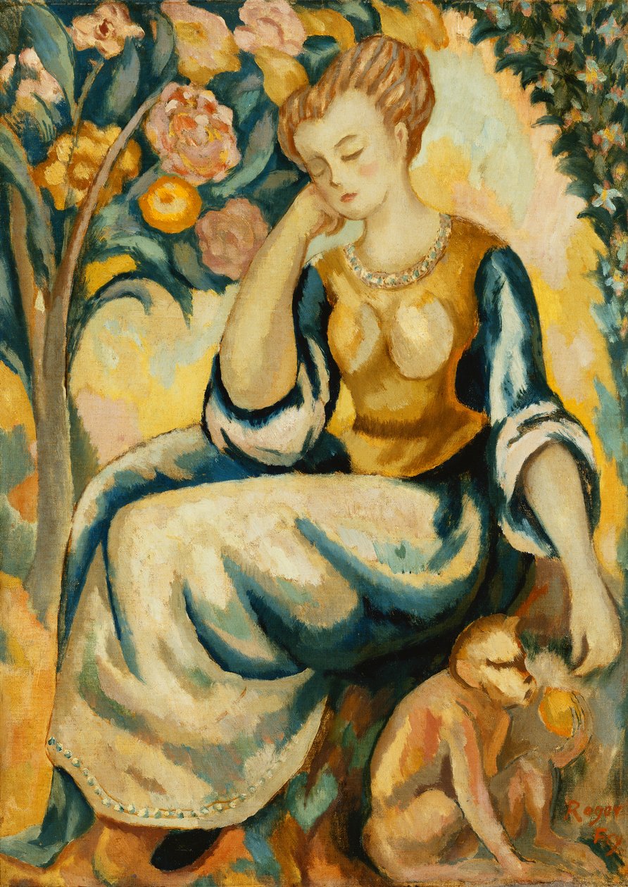Dáma s opicí, kolem roku 1917 od Roger Eliot Fry