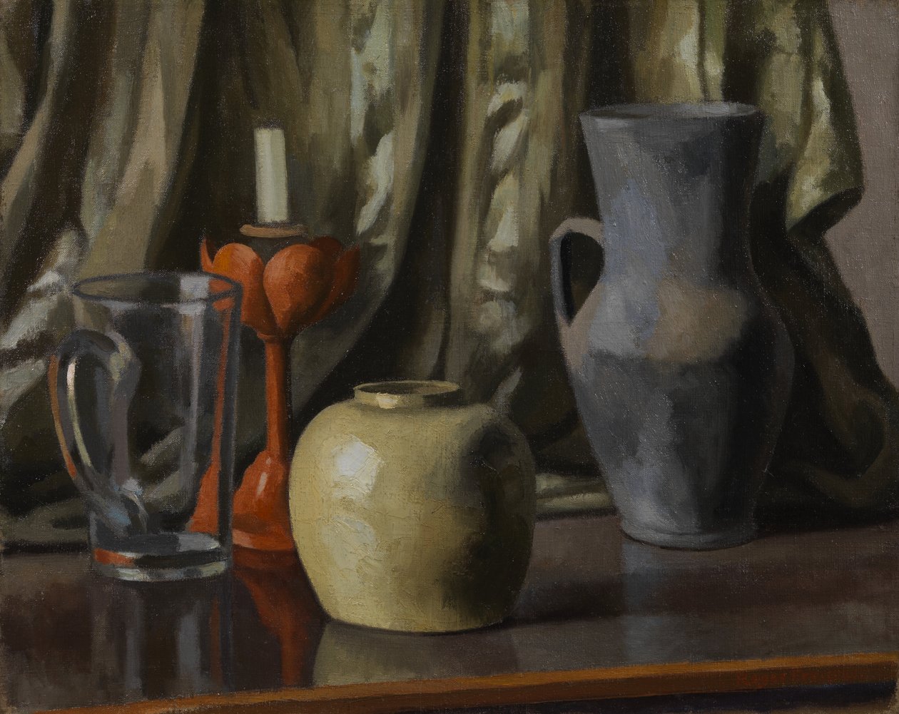 Zátiší se svíčkami a kameninovými hrnci, 1921 od Roger Eliot Fry