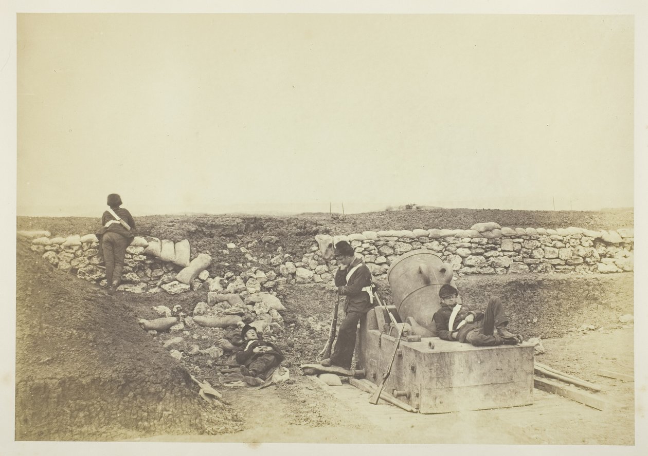 Klidný den v minometné baterii od Roger Fenton