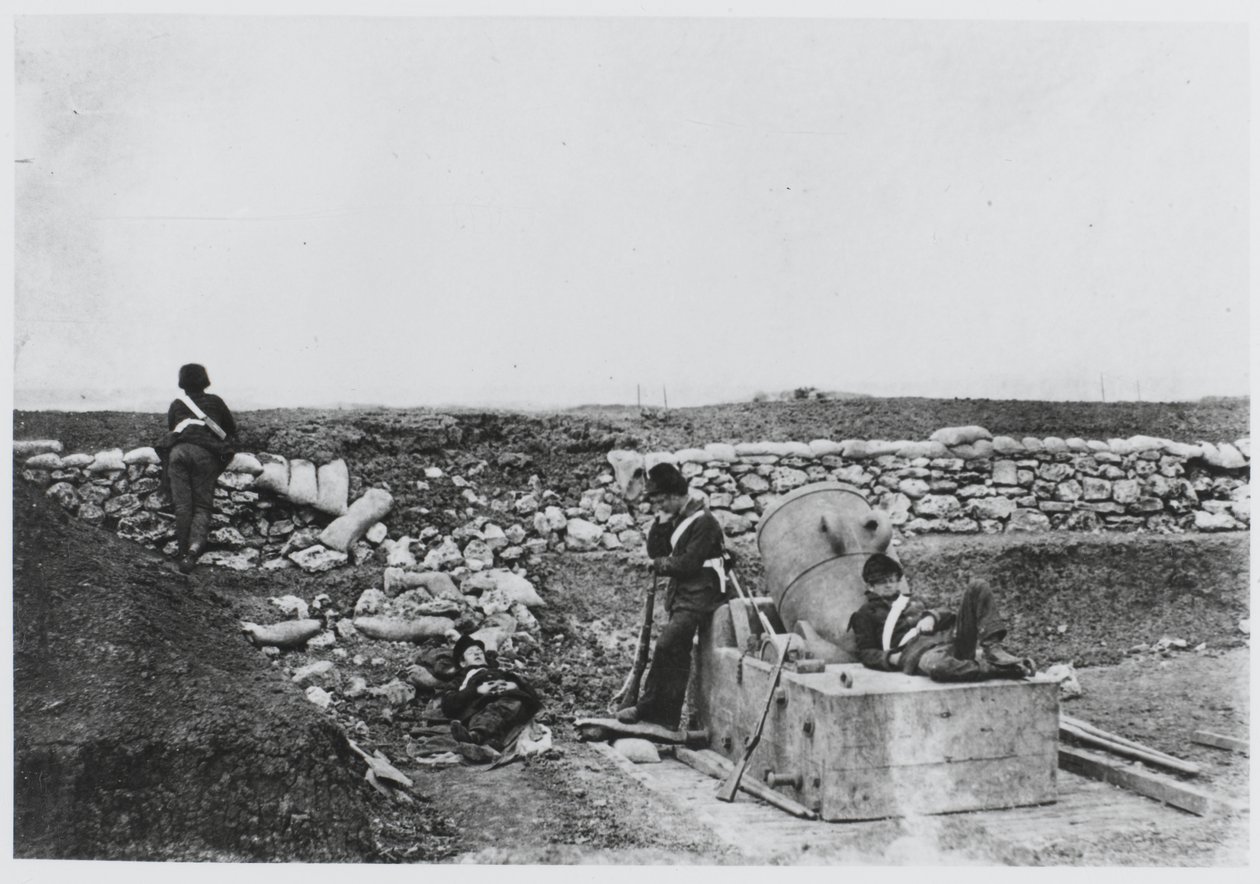 „Klidný den v minometné baterii na Krymu od Roger Fenton