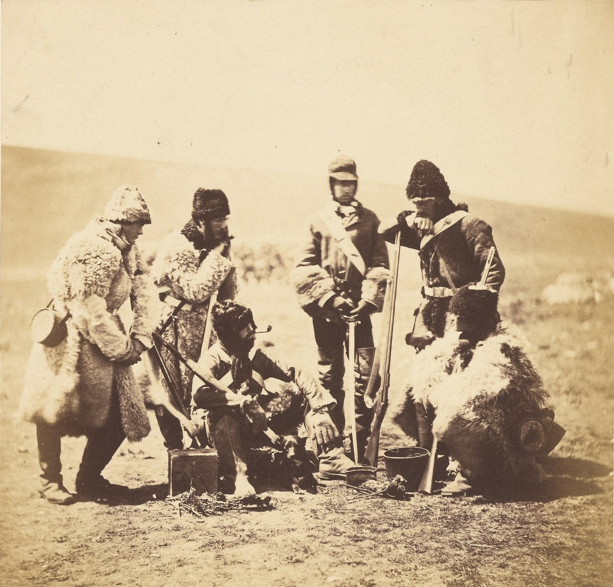 Kapitán Pechell a muži 77. pluku - zimní oblečení. od Roger Fenton