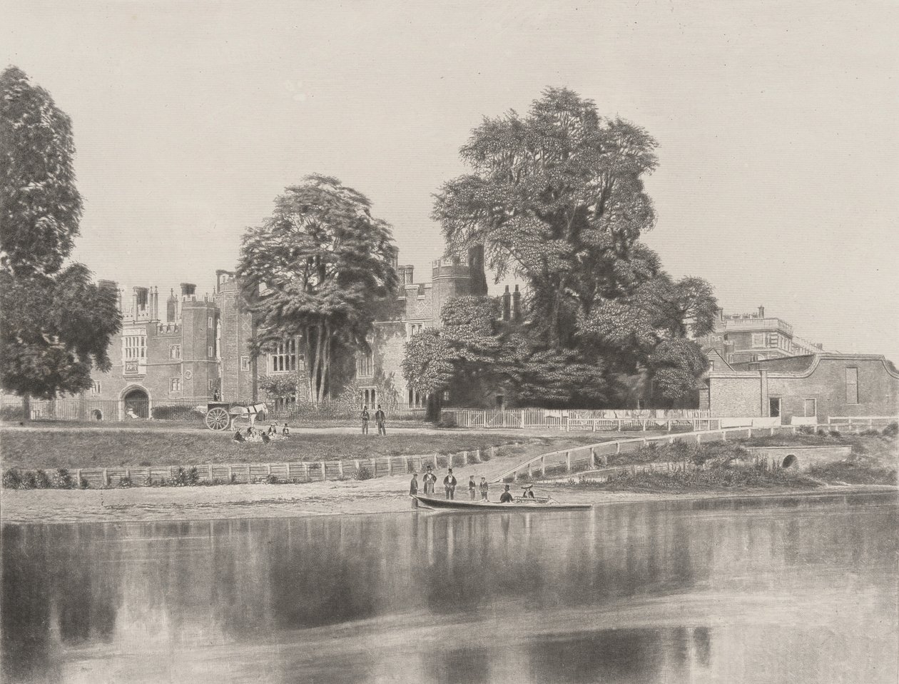 Hampton Court na Temži od Roger Fenton