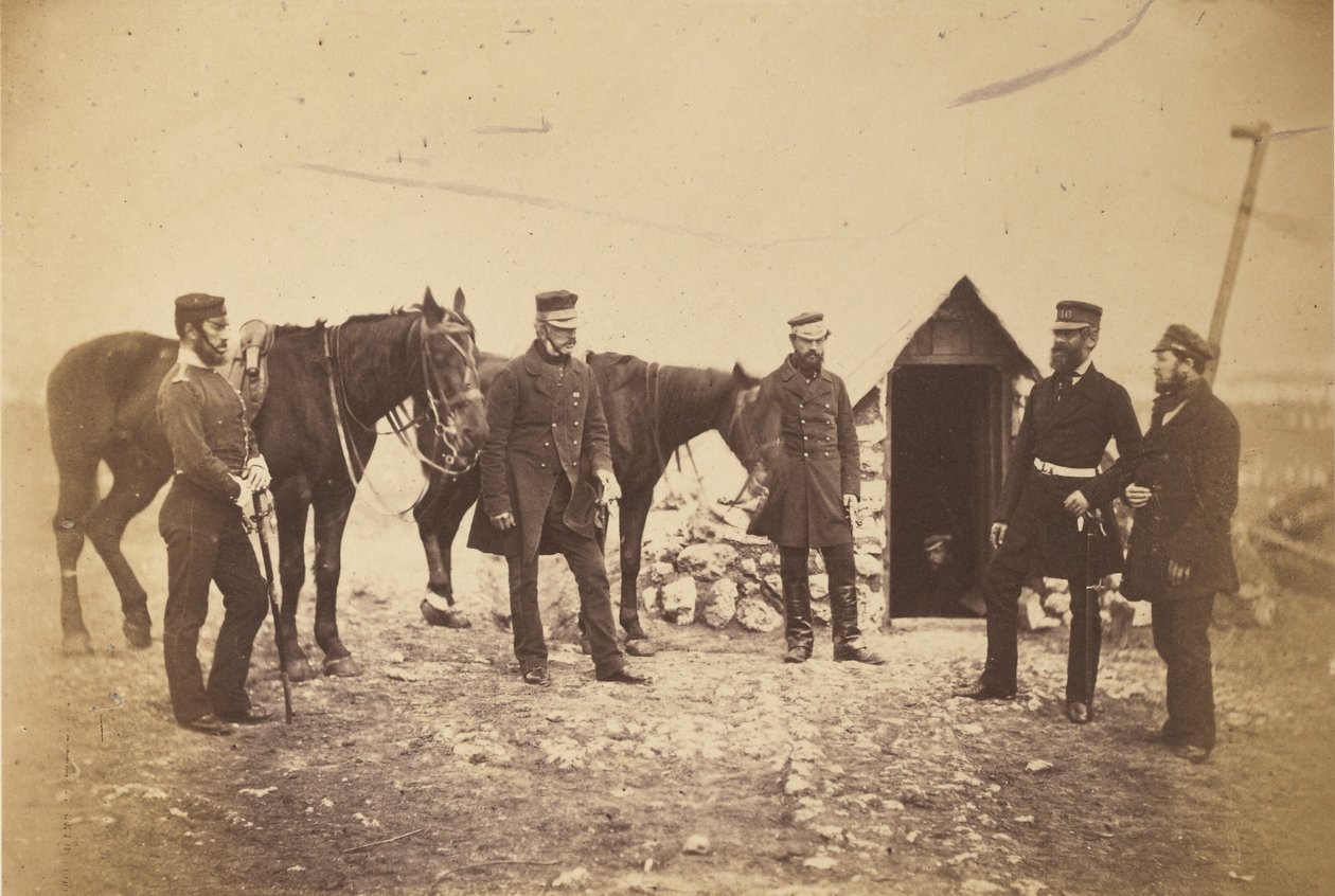 Generálmajor Garrett a důstojníci jeho štábu. od Roger Fenton