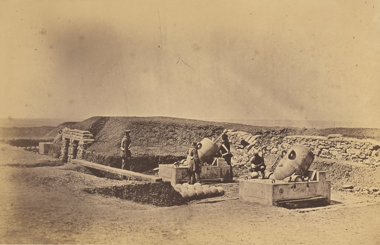 Minometné baterie před Picquet House, lehká divize od Roger Fenton