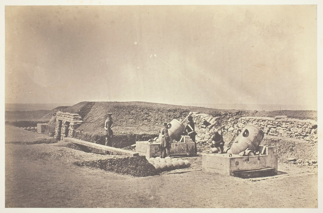 Minometné baterie před Picquet House, lehká divize od Roger Fenton