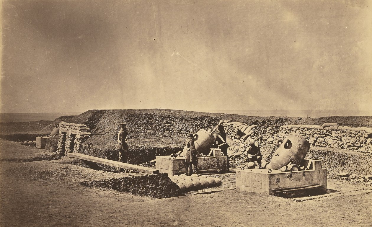 Minometné baterie před Picquet House, lehká divize od Roger Fenton