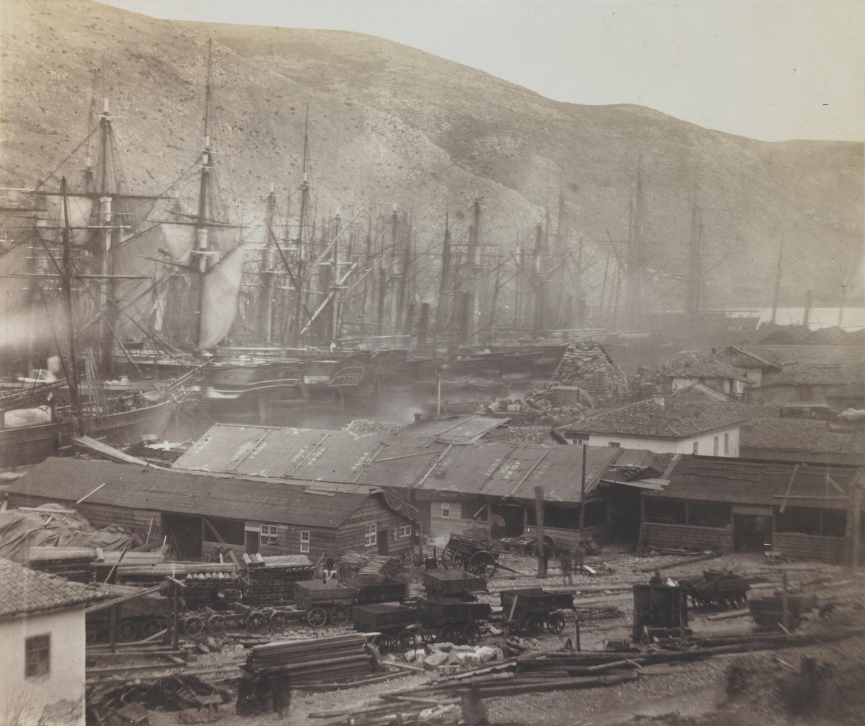 Železniční boudy a dílny, Balaklava od Roger Fenton