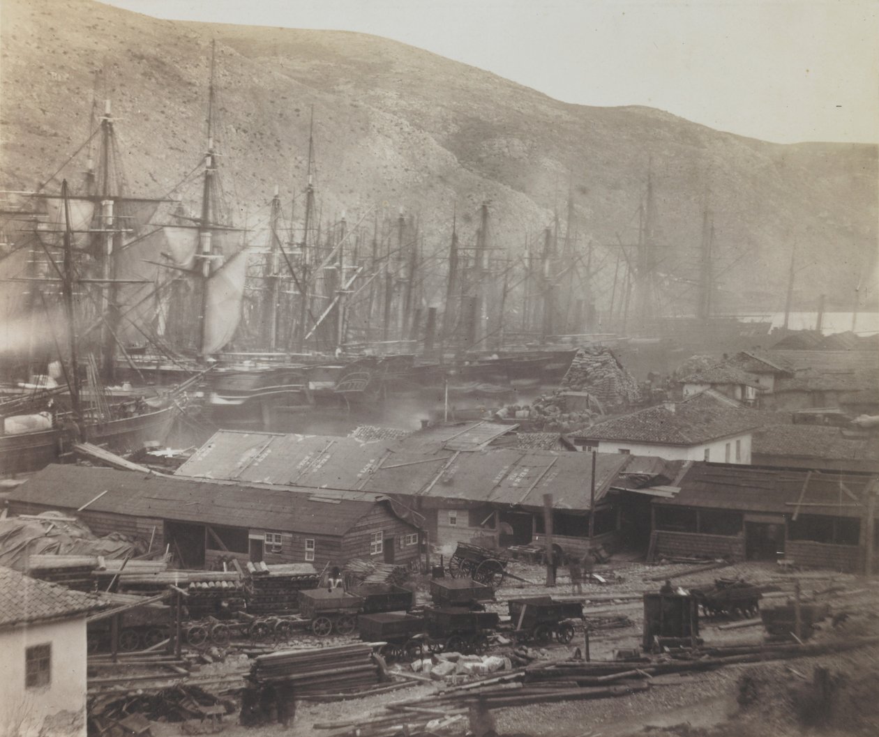 Železniční boudy a dílny, Balaklava od Roger Fenton