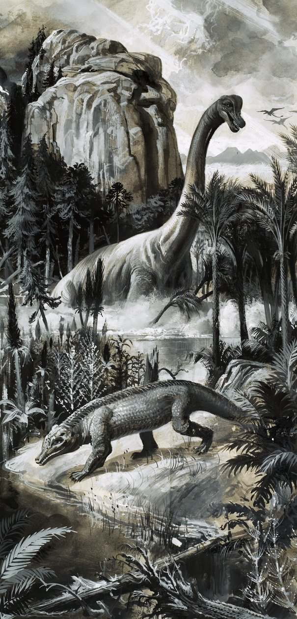 Dinosauři (kvaš na papíře) od Roger Payne