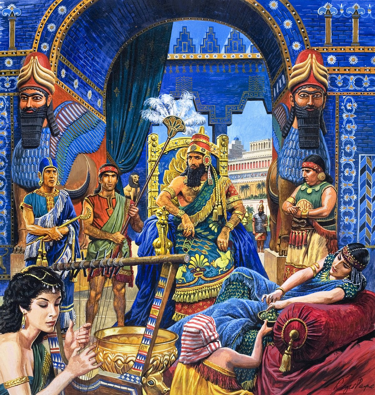 Poslední dny velikosti, z knihy "Babylon the Mighty" (kvaš na papíře) od Roger Payne
