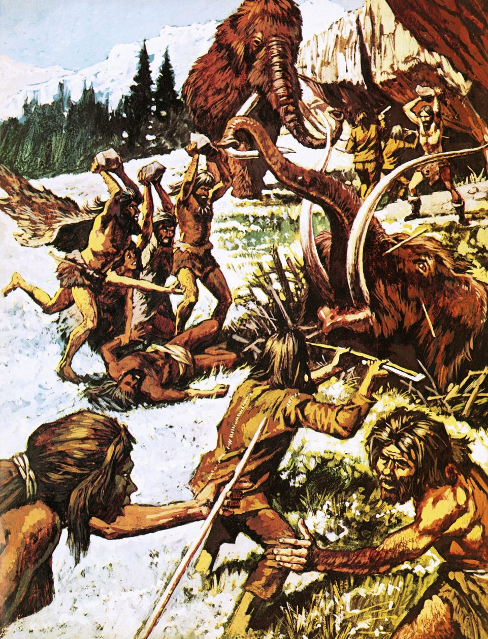 Prehistoričtí lidé útočí na mamuty od Roger Payne