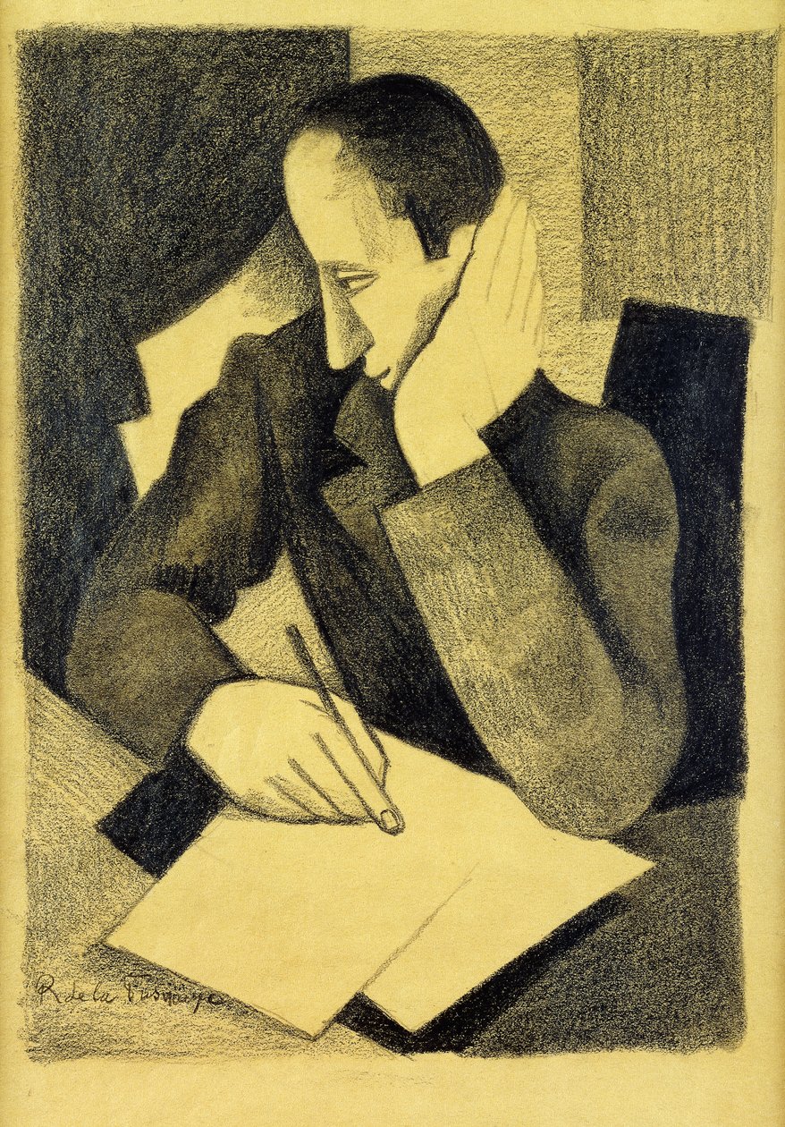 Muž psaní: Studie na malárii; Muž psaní: Studie pro Paludes, c.1920 od Roger de La Fresnaye