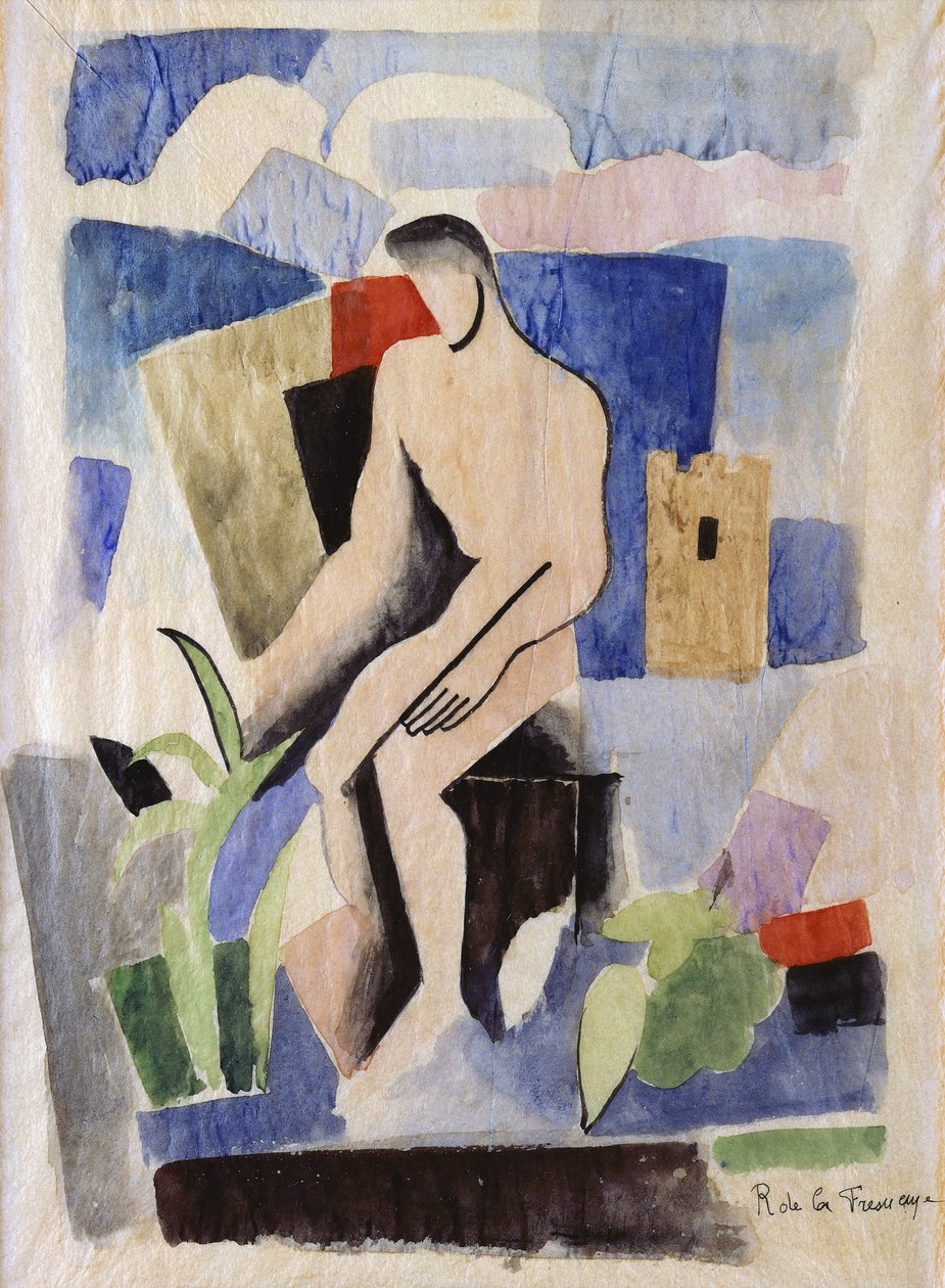 Člověk na venkově, studie pro malárii; Muž v krajině, Studie pro Paludes, kolem roku 1920 od Roger de La Fresnaye