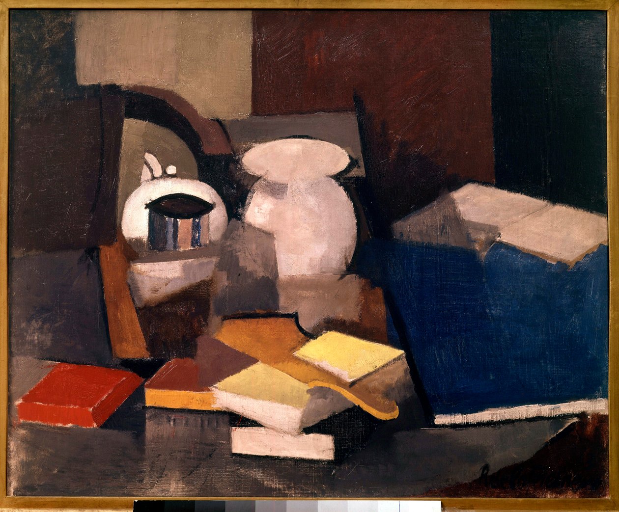 Zátiší s knihami a kartami Malba Rogera de La Fresnaye (1885-1925) 1913 Ne. 0,6x0,73 m Paříž, musee national d