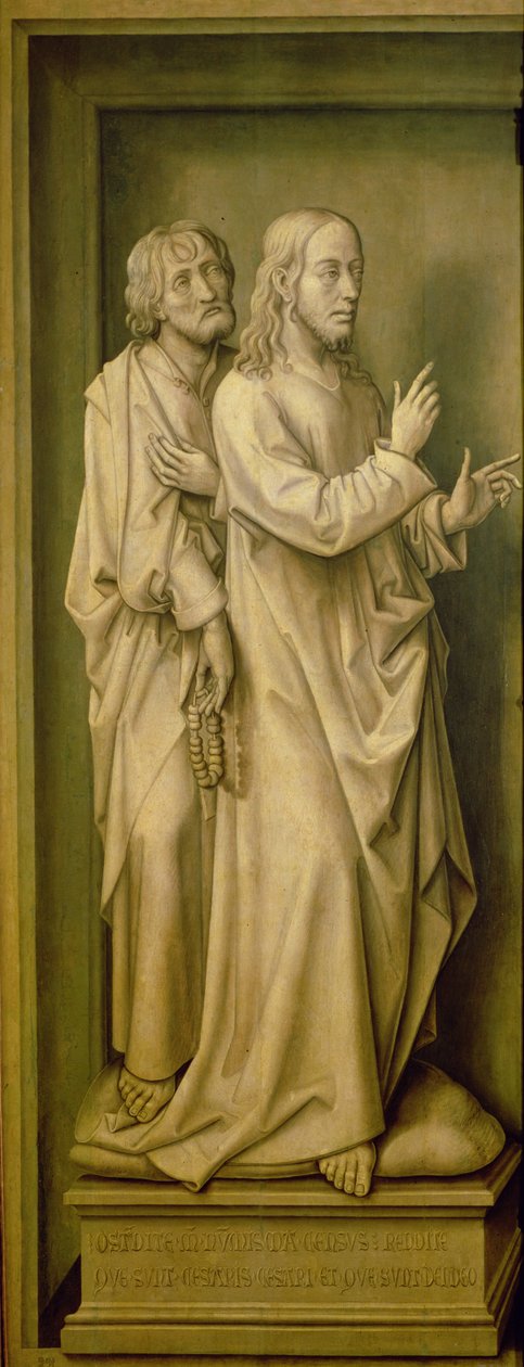 Kristus a učedník, z Triptychu vykoupení, 1455-59 od Rogier van der Weyden
