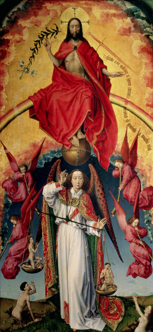 St. Michael Weighing the Souls, from the Last Judgement, c.1445-50 (viz 20546) od Rogier van der Weyden